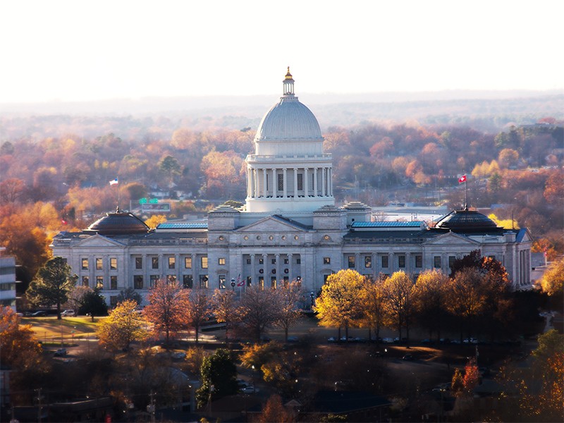 The Arkansas State Capitol building in Little Rock, Arkansas