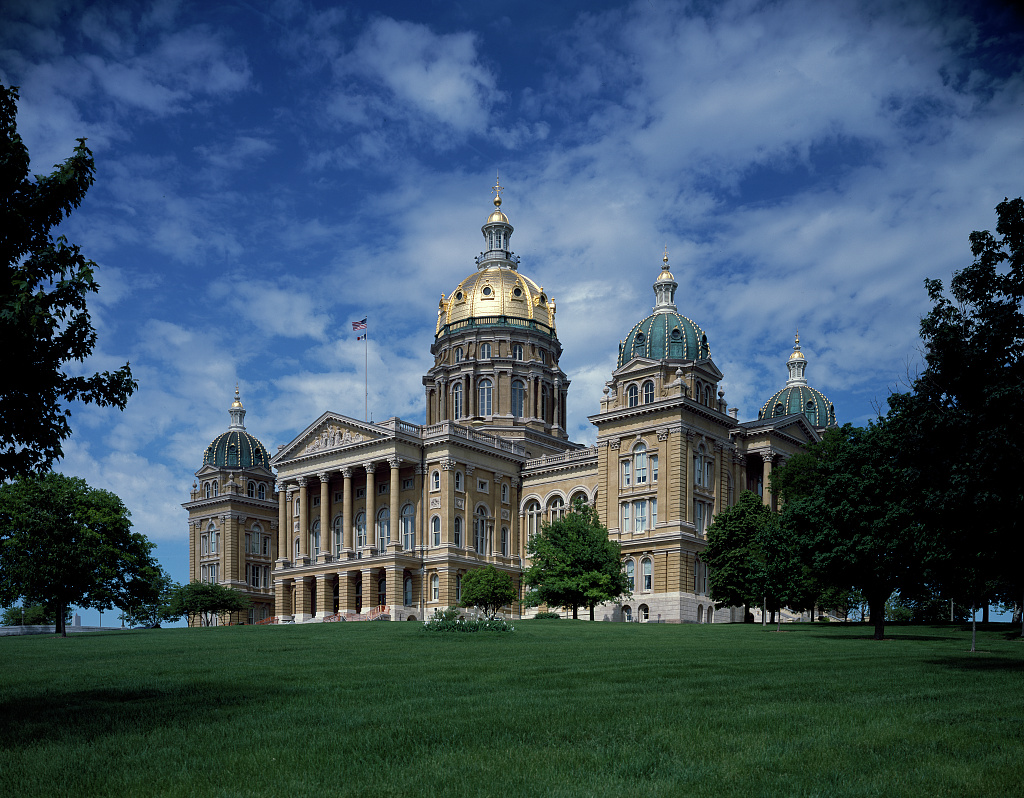 The Iowa state capitol building in Des Moines, Iowa.