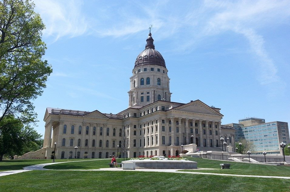 The Kansas state capitol building in Topeka, Kansas.