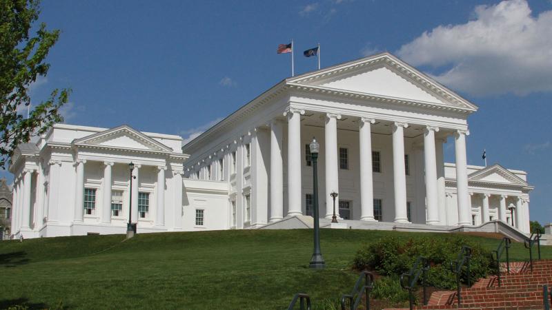The Virginia state capitol building in Richmond, Virginia.