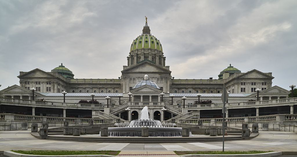 The Pennsylvania state capitol building in Harrisburg, Pennsylvania.
